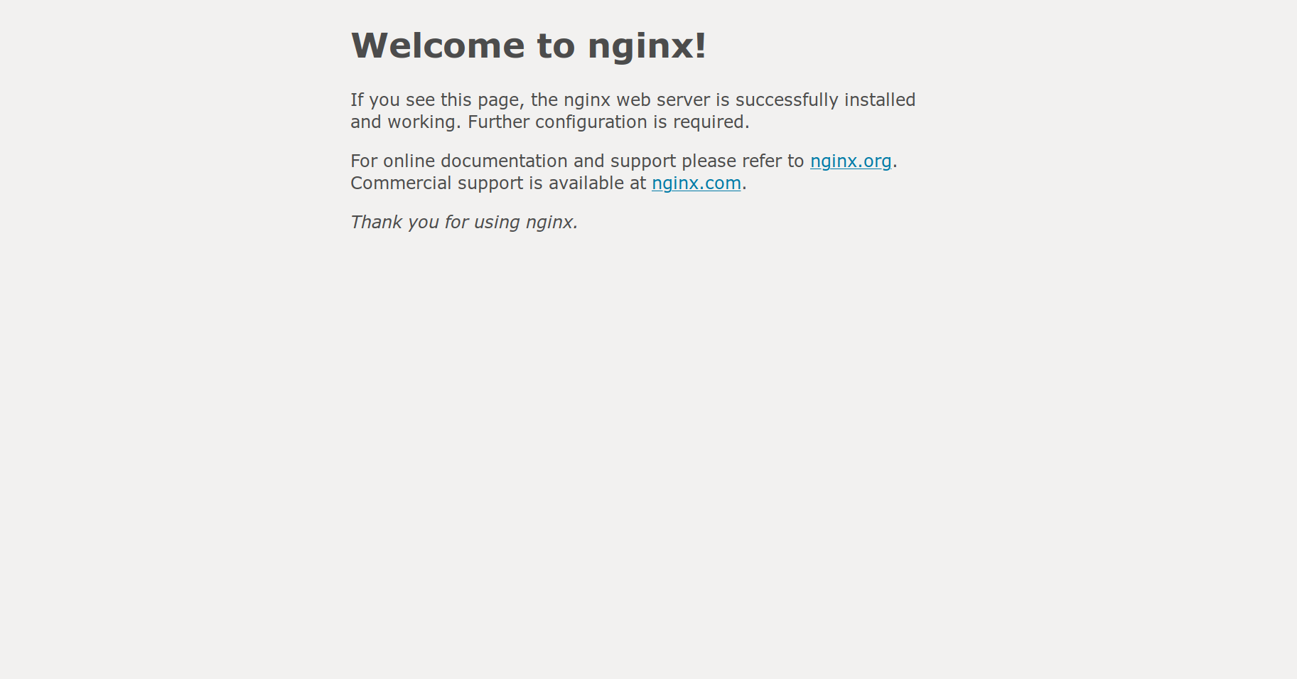 The default web page that Nginx should serve.