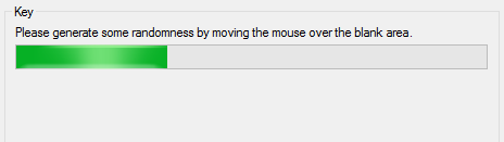 A screenshot of PuTTYgen generating some randomness.